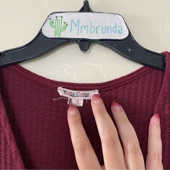 Rolla Coster Burgundy Waffle Knit Wrap Dress - Picture 3 of 6